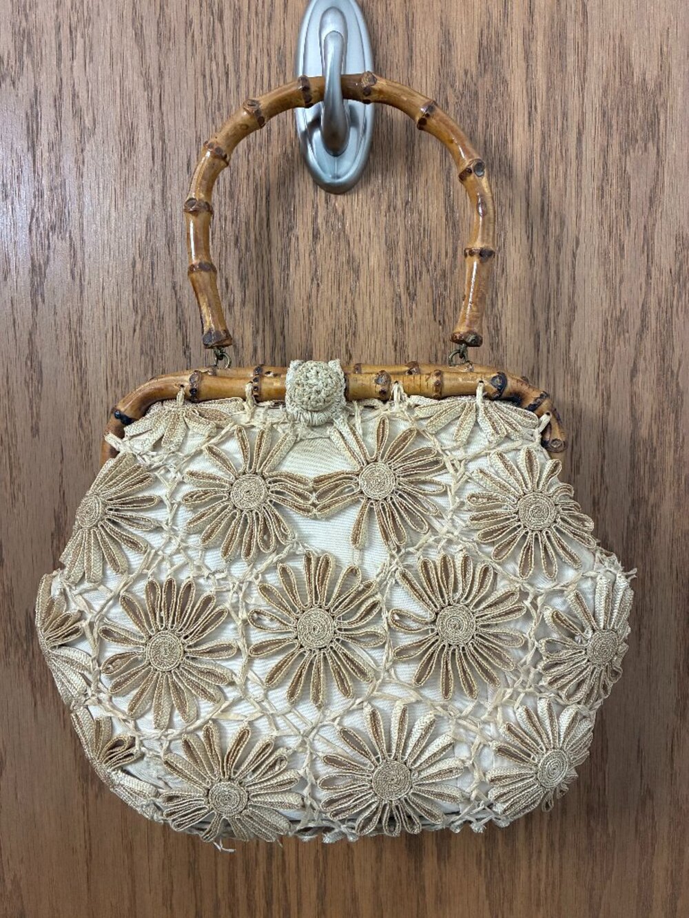 Vintage Ritter It's In The Bag Woven Raffia Cream Handbag Purse